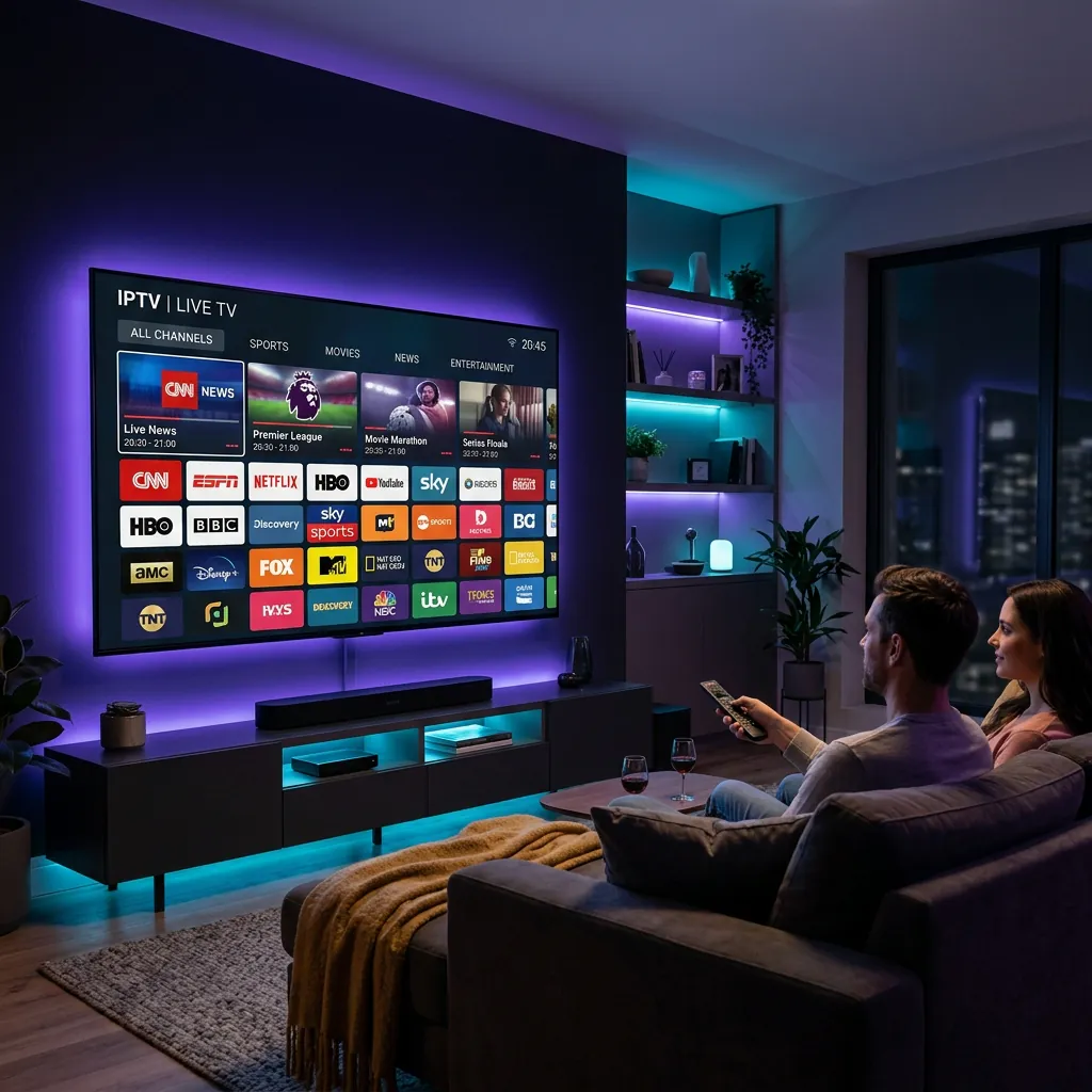 Marinios IPTV live television streaming interface with channel grid